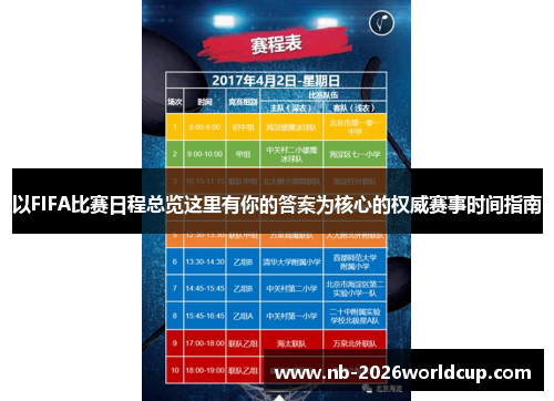以FIFA比赛日程总览这里有你的答案为核心的权威赛事时间指南 以FIFA比赛日程总览这里有你的答案为核心的权威赛事时间指南
